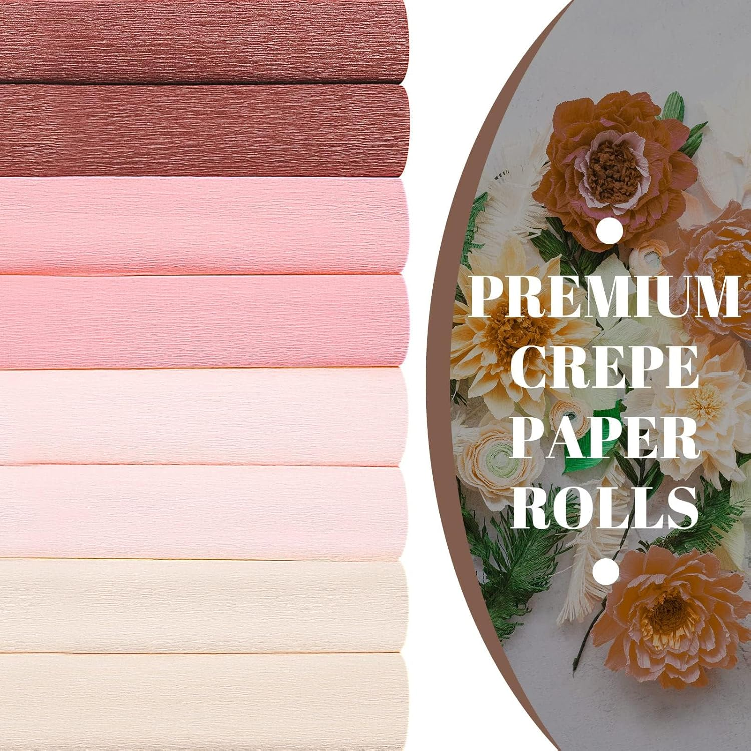 8 Rolls Crepe Paper Streamers 25 X 250Cm 4 Colors Party Streamers Rose Gold Pink Brown Crepe Paper Roll Decorative Craft Streamer for DIY Gift Wrapping Paper Crafts Room Decor image number 6