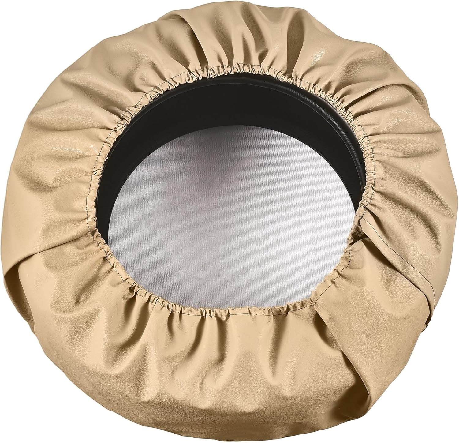 Spare Tire Cover, Beige Wheel Cover Waterproof PVC Leather Dust-Proof Universal Fit for Jeep, Trailer, RV, SUV and Camper (16 Inch) image number 4