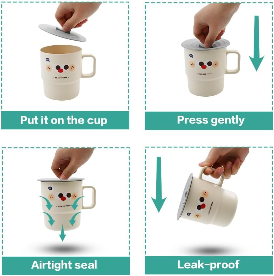 6 Pcs Silicone Lids for Cups, Morandi Colored Cup Covers for Drink, Anti-Dust Seal Airtight Cup Cover with Spoon Holder, Universal Cup Lids for Mug Tea Cup Coffee Cup Glass (Style 2) image number 4