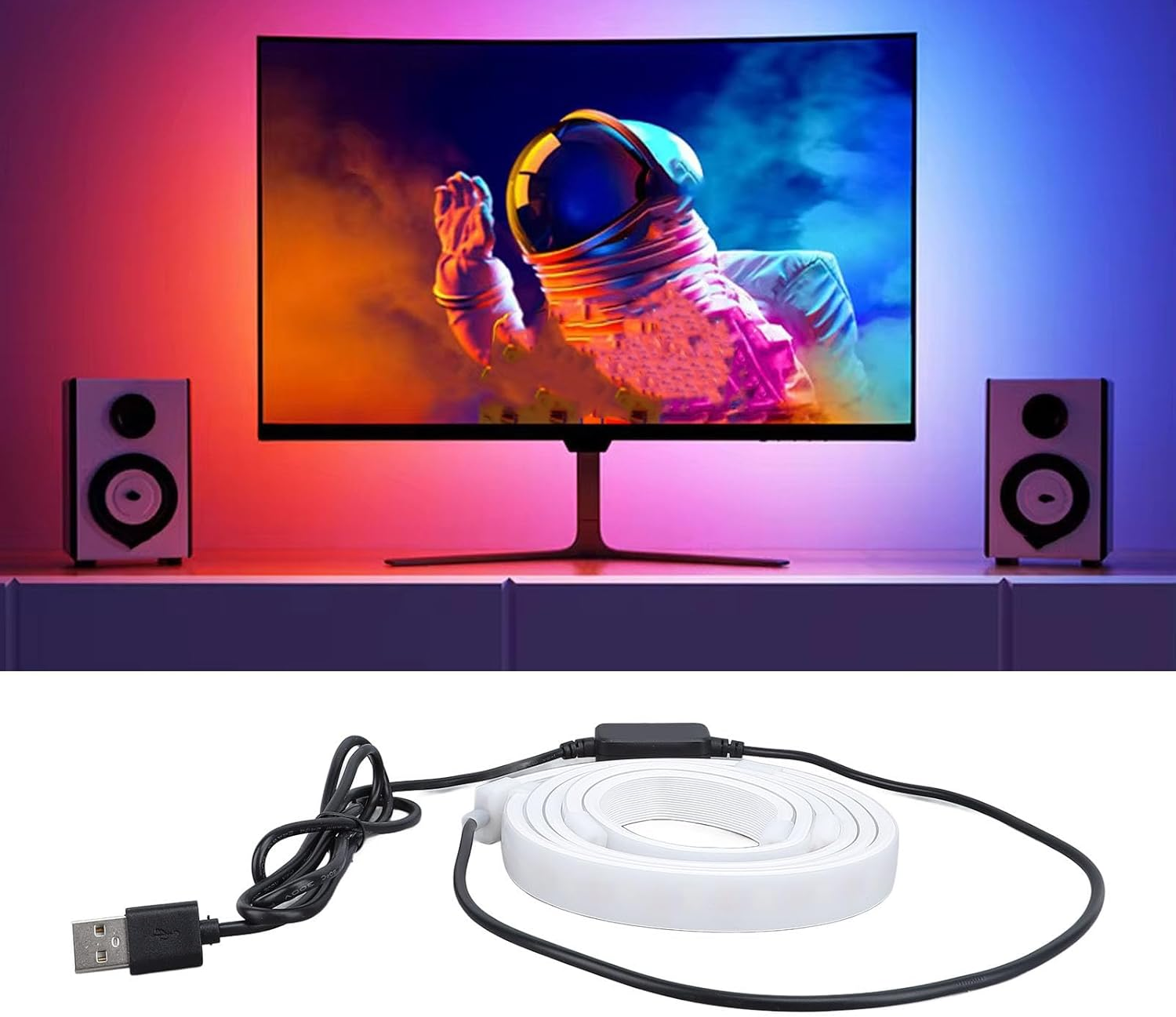 USB LED Strip Light, RGB Computer Light Bar behind Monitor, Music Sync, for 24 Inch PC Computer Monitor, Gaming Room Decor image number 5