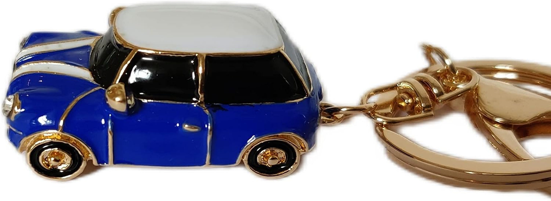 Mini Style Car Keychain Gift Rhinestone Detail Cooper Novelty (Blue (Gold Trim)) image number 4