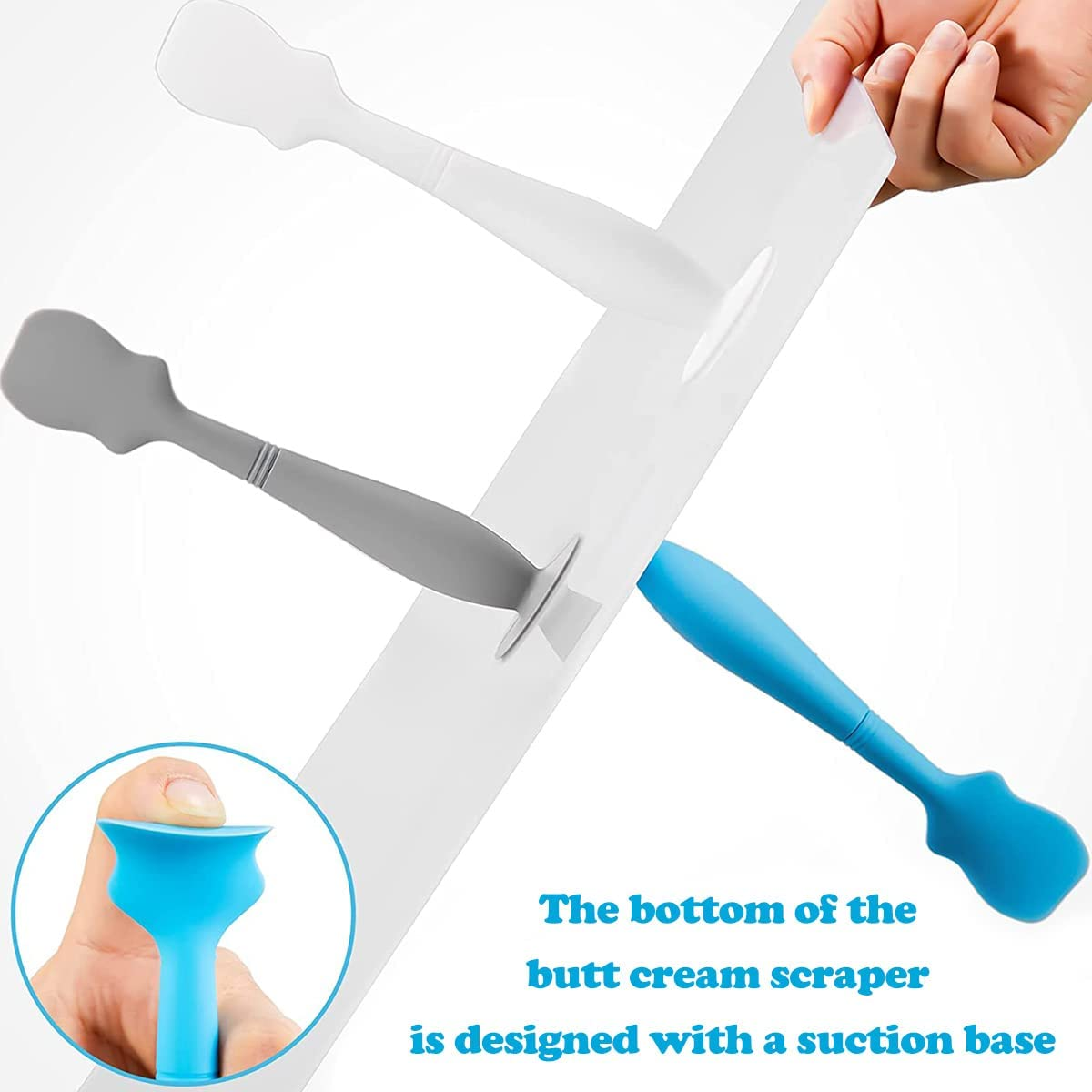 3Pcs 6.3Inch Baby Diaper Rash Cream Applicator Baby Cream Spatulas with Suction Cup Silicone Brush Multi-Purpose Tool Bpa-Free Butt Paste Spatula with Humanized Handle for Baby Newborn Multicolor