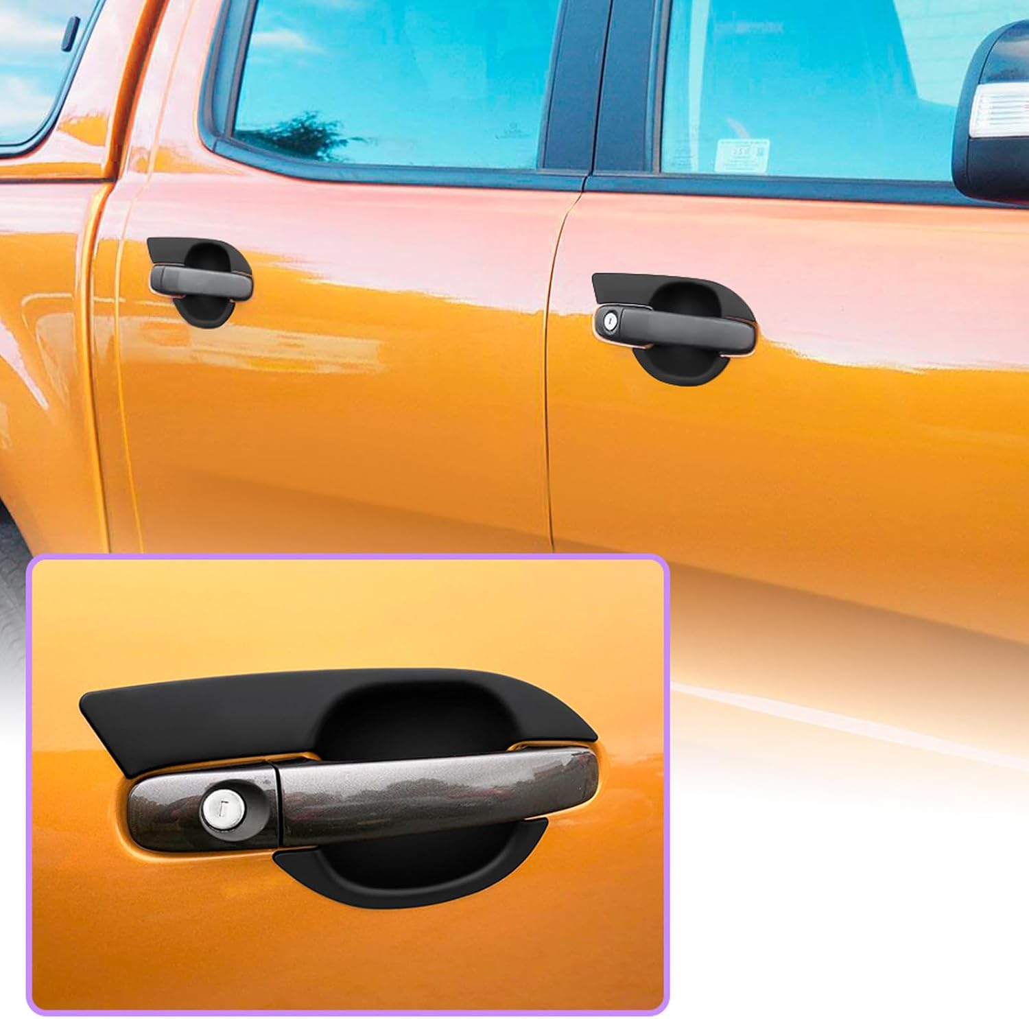 Door Handle Bowl Insert Cover for Ford Ranger PX1 PX2 PX3 2011-2022 Accessories, Car Door Handle Cup Anti-Scratch Protector Guard Trim Matte Black Exterior, 4PCS image number 5