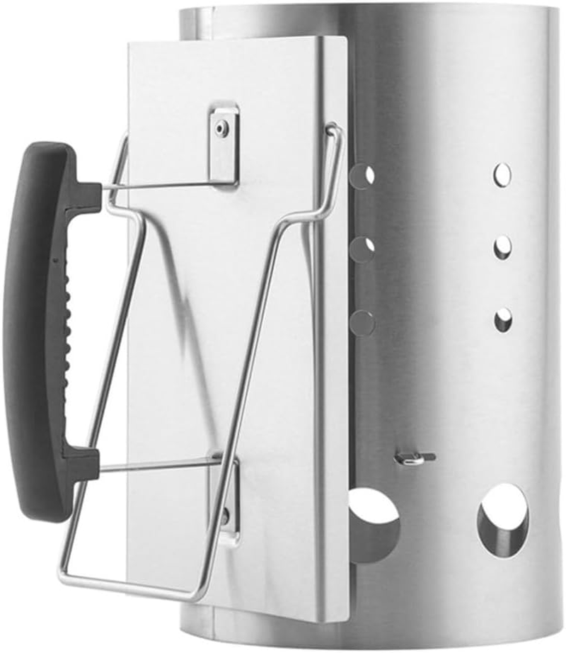 AIMALL Stainless Steel Charcoal Chimney Starter Barrel 7.08In X 10.77In Portable BBQ Fire Starter with Heat-Resistant Handle for Outdoor Grilling Camping Cooking Silver image number 4