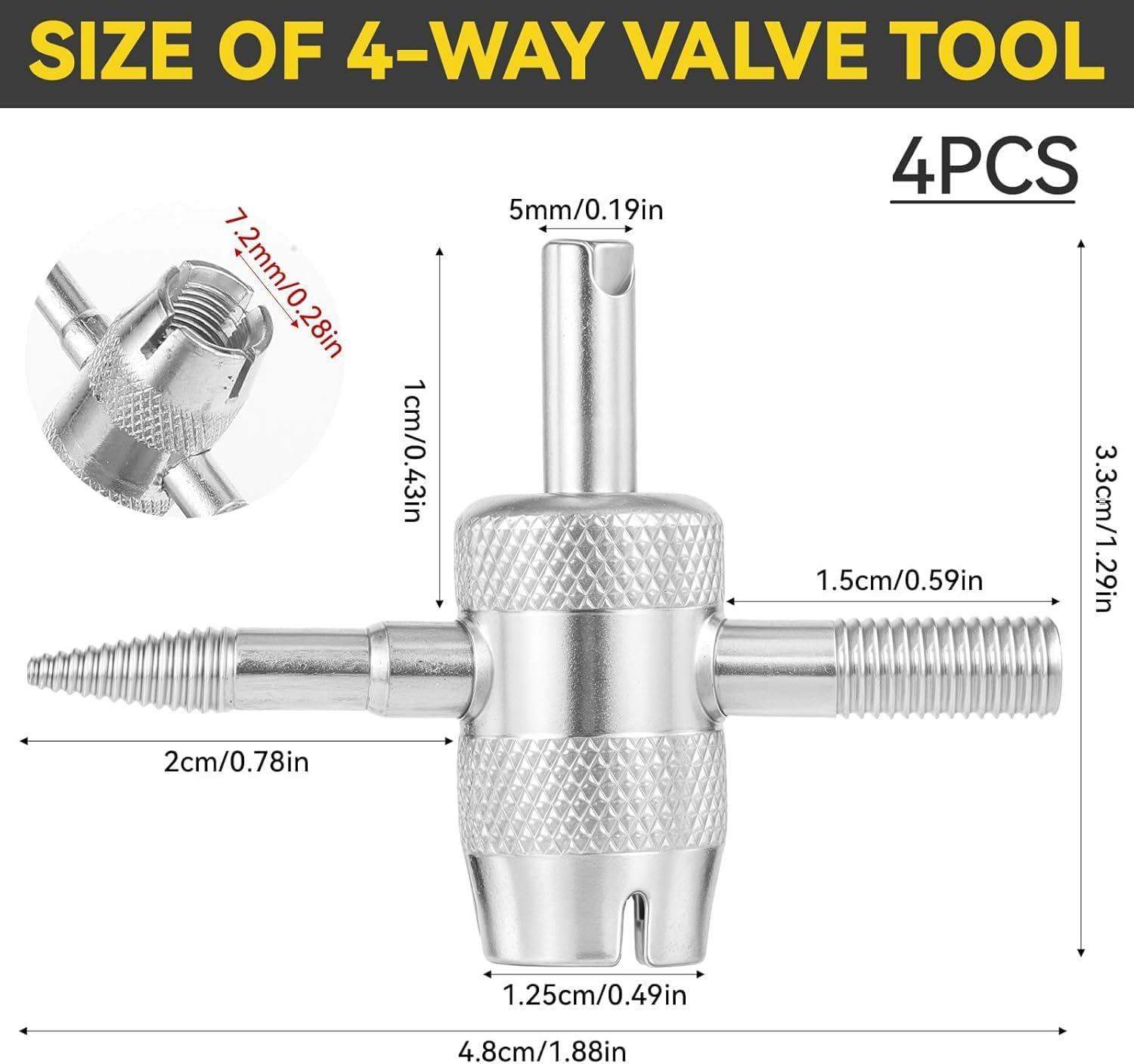 4-In-1 Multifunctional Valve Stem Removal Tool, 4Pcs 4-In-1 Valve Core Tool Tire Valve Tool,4-In-1 Valve Core Tool Multifunctional Valve Wrench,4 in 1 Valve Core Tool Multifunctional Valve Wrench