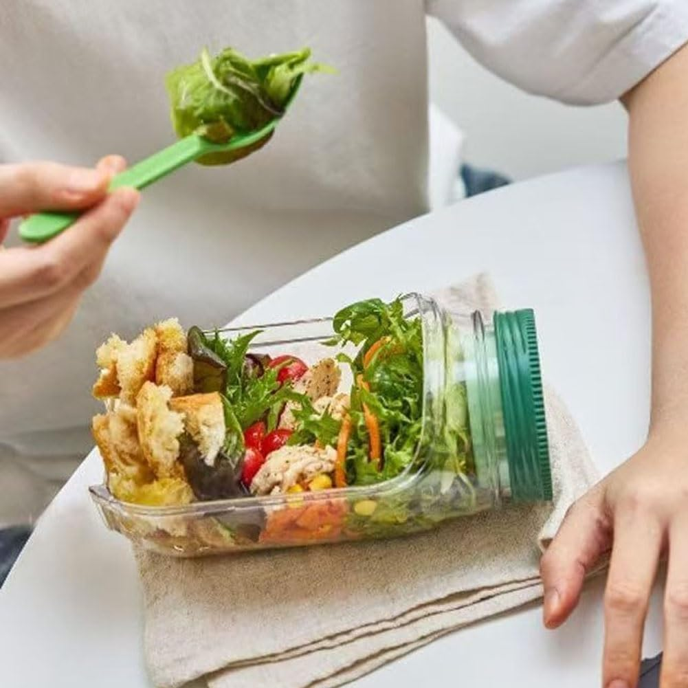 2Pcs Salad Jar, Salad Mason Jars with Side Open, Portable Salad Container, Leakproof Snack Box with Lid, Separate Sauce Box for Meal Prep Home Outdoor Travel image number 3