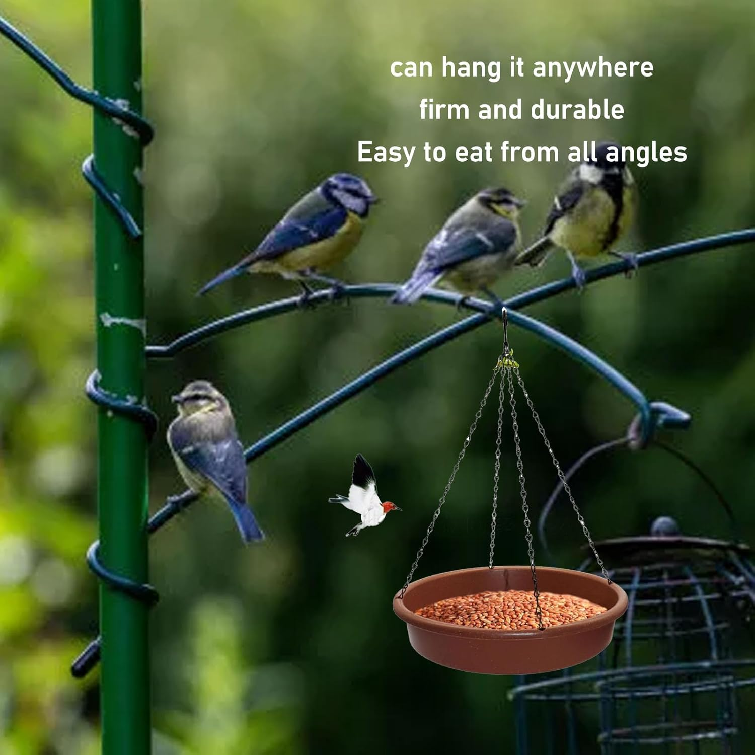 Hanging Bird Bath, Large Capacity Bird Bath Hanging Bird Feeder, Hanging Bird Feeder Tray for Outdoor Garden, Patio, Backyard image number 3