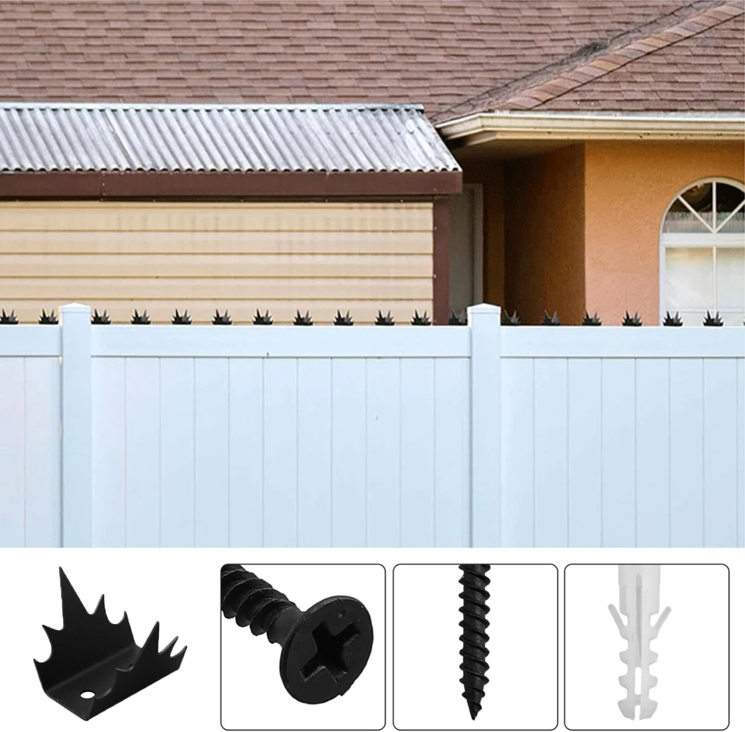 12Pcs anti Climb Security Spikes,Metal Fence Wall with Screws,Theft Duty Intruder Deterrent,Spike Sturdy Home Safety Spike,For Home and Farm Protection Etc image number 2