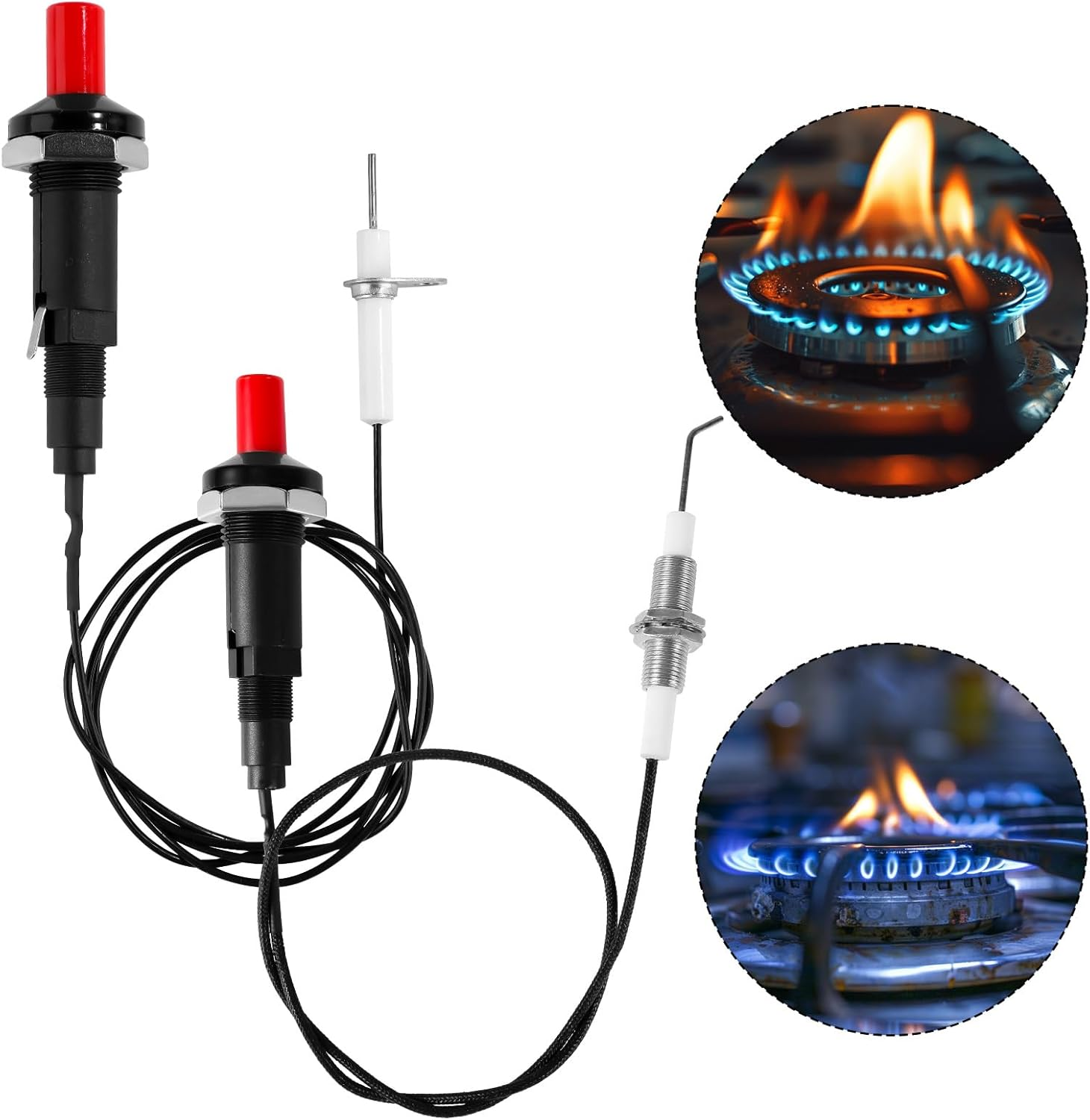 4Pcs Piezo Spark Igniter, Grill Igniter Replacement with Straight and Bent Needle Wire Spacer Nut for Gas Grill Barbecue Stove Kitchen image number 6