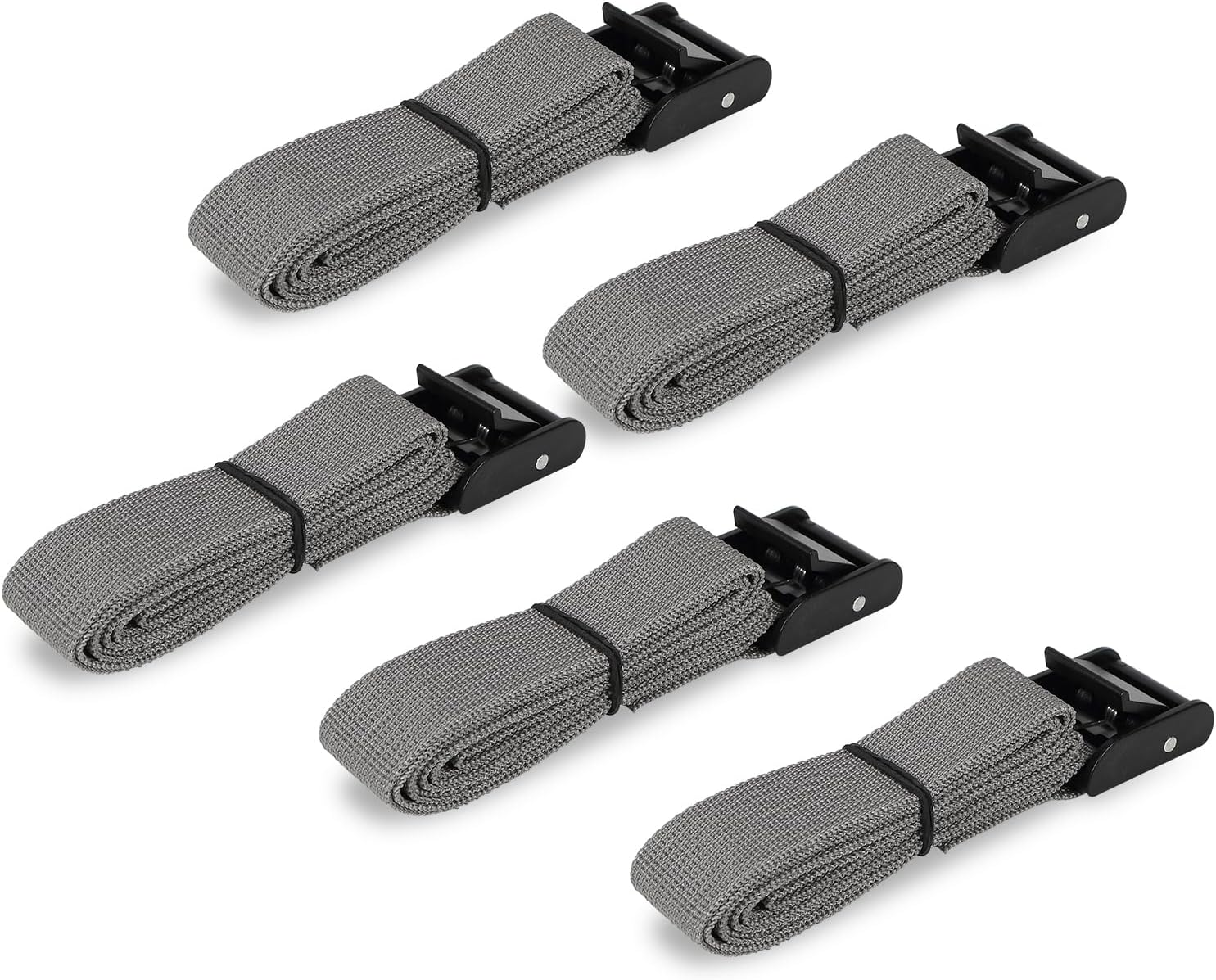 5 Pack Adjustable Tie down Cinch Straps, 150Cm/4.92 Feet Heavy Duty Nylon Lashing Straps with Cam Buckles Packing Straps for Securing Cargo, Motorcycle,Kayak, Surfboard,Trail Cameras image number 3