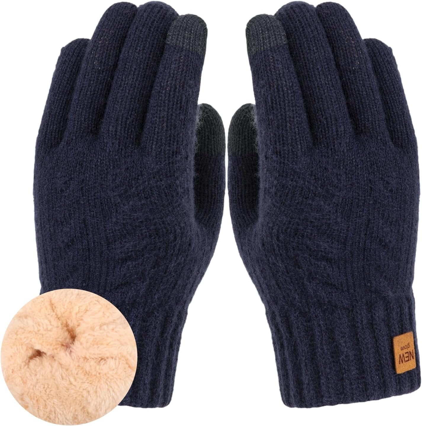 Women'S Warm Plush Winter Touchscreen Gloves - Fleece Lined, 9Cm Elastic Cuff, 23.5Cm Long, Stylish Cold-Weather Gloves for Ladies