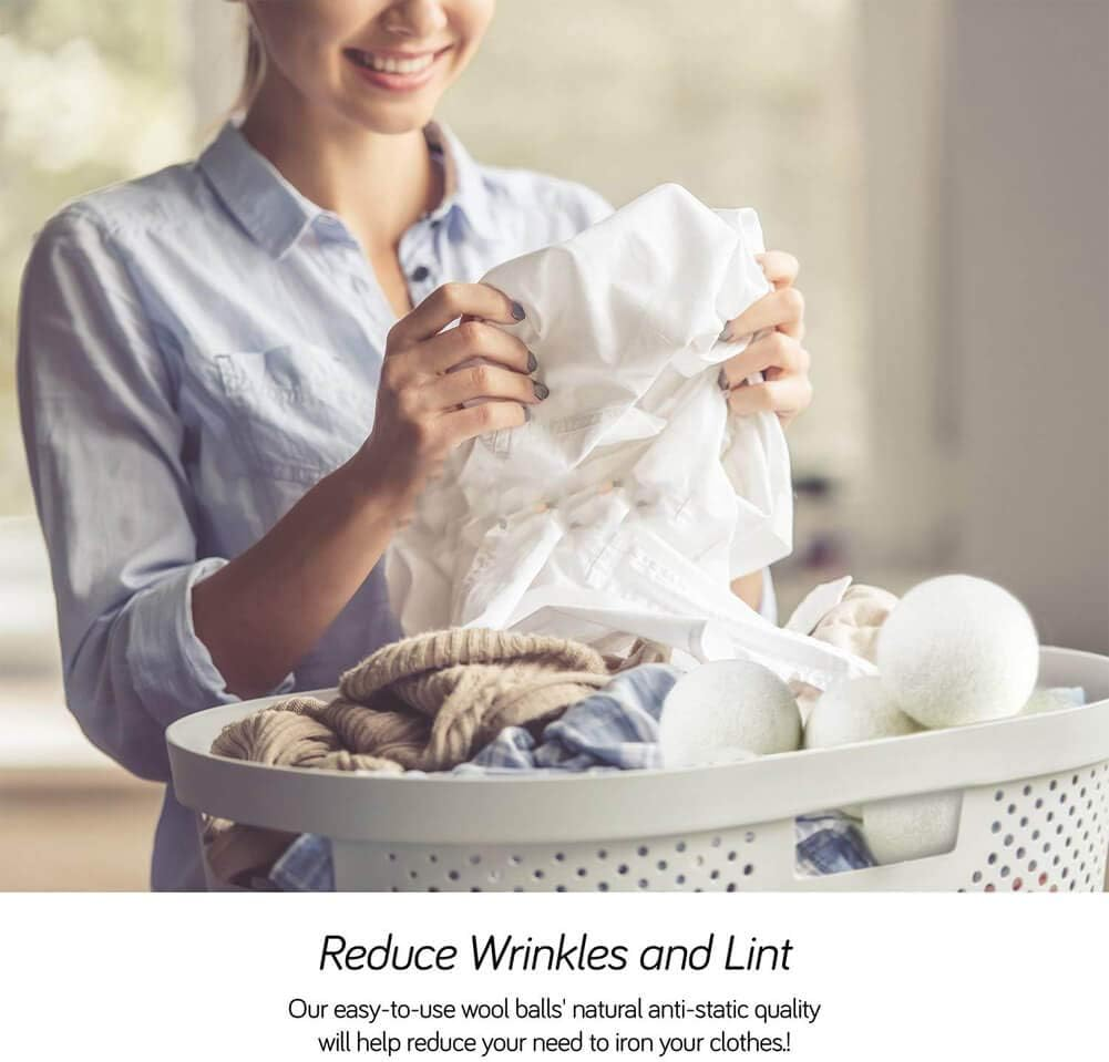 Wool Dryer Ball XL, Organic Eco Premium 100% Natural Fabric Laundry Softener, Shortens Drying Time, Reusable, Reduce Wrinkles and Static Cling, Handmade with 100% New Zealand Wool (Wool Dryer Balls Pack of 4) image number 6