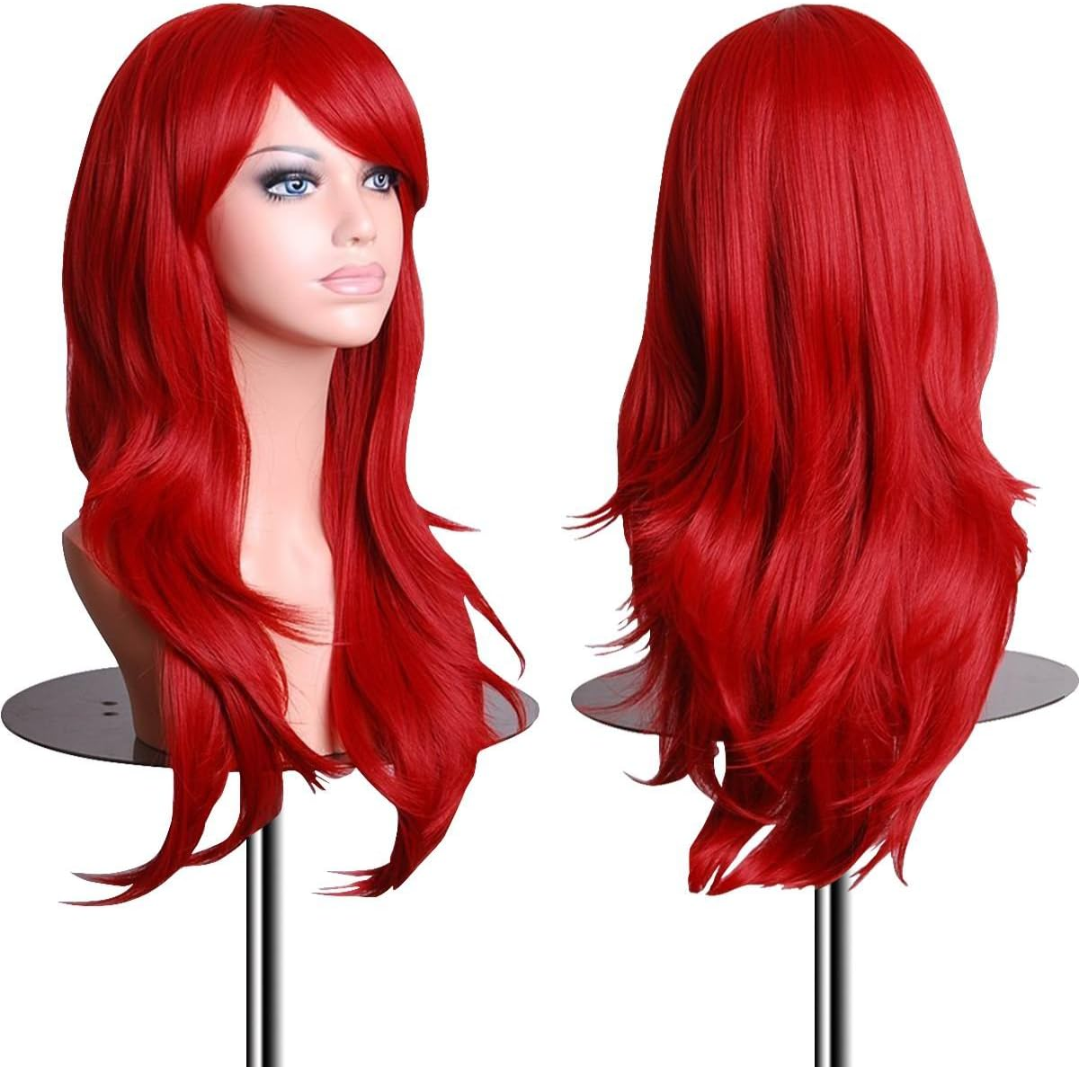 Emaxdesign Wigs 28 Inch Wavy Curly Cosplay Wig with Free Wig Cap and Comb (Red) image number 2
