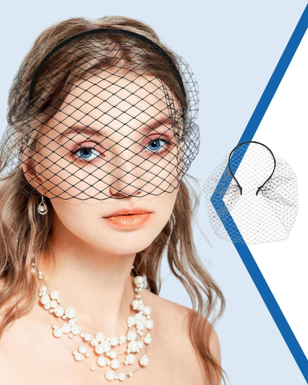 KGDUYC 1 Piece Black Mesh Headband with Veil for Women, Elegant Vintage Veil for Tea Party, Wedding, Bridal Shower and More image number 4