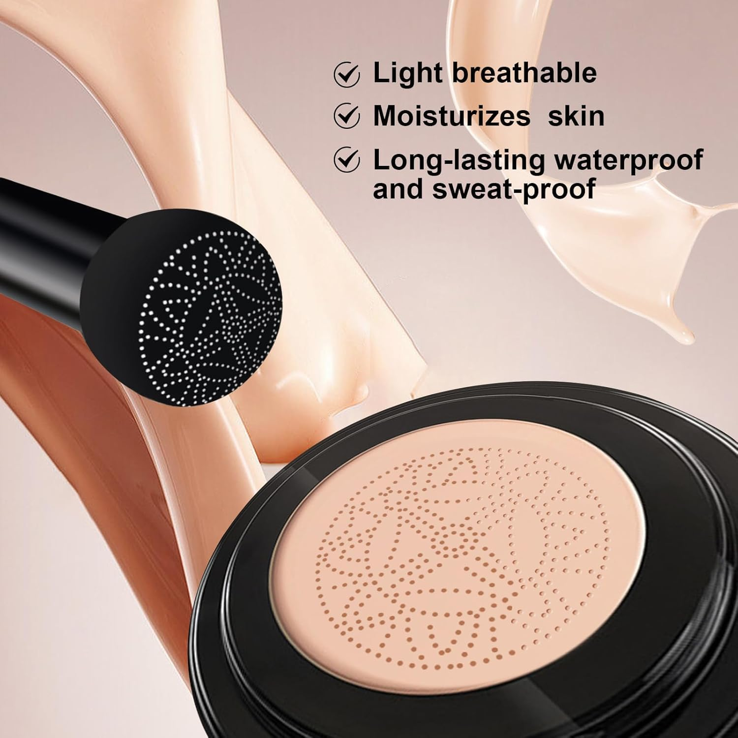 Mushroom Head Air Cushion CC Cream Foundation Makeup, Moisturizing BB Cream Face Makeup Liquid Foundation, Makeup Long Lasting Matte Concealer for All Skin Types (Natural, All Skin) image number 6