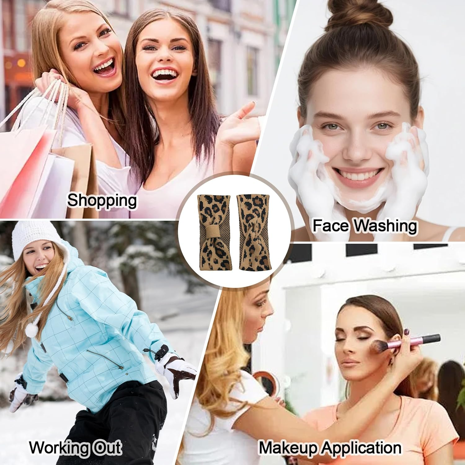 LUMOOM Pack of 2 Women'S Leopard Print Hair Bands, Soft Headband Hair Band Wide, Elastic Headband, Thin Non-Slip Hair Bands for Autumn Winter, Sports & Makeup image number 2