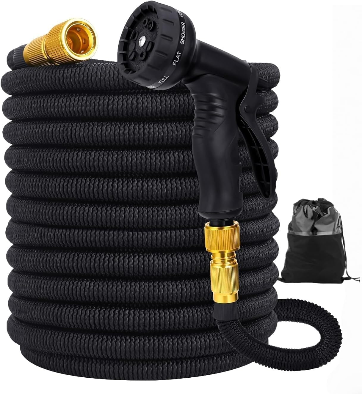Expandable Garden Hose 75FT - Flexible Water Hose with 8-Mode Spray Gun, Solid Brass Connectors, Double Latex Core, Ideal for Car Wash & Garden image number 5