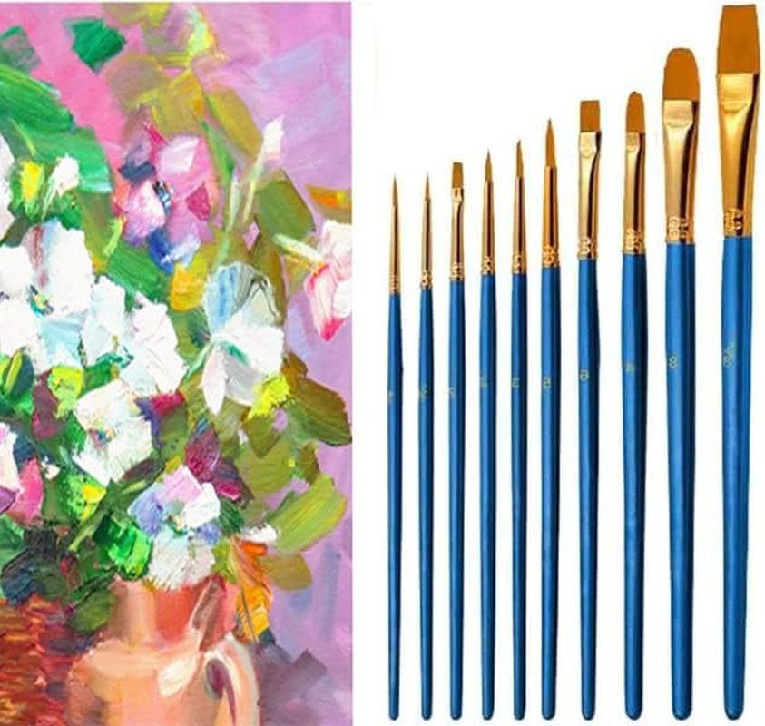 Paint Brushes Set, Flat round Pointed Tip Paint Brushes for Fine Detailing Art Painting Acrylic Watercolor Oil Gouache Tempera and Body Painting (Blue 20Pcs+Trays 5Pcs) image number 1
