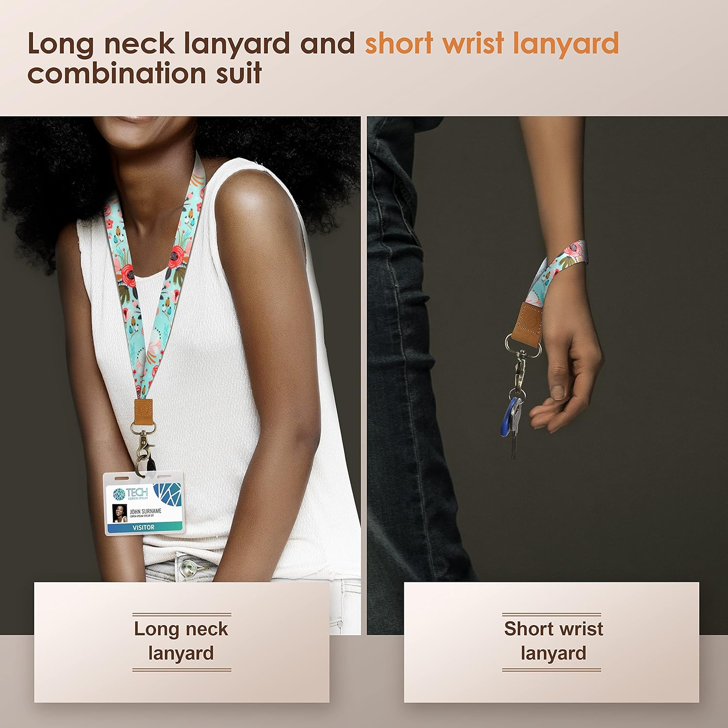 Lanyard for Keys, Teacher Lanyard for ID Holder, Blue Wrist Lanyard& Neck Lanyard Kit for Women& Men, Wallet, Car Keys, Keychain, Unique Patterns, Ultra Soft, Durable Polyester&hellip;&hellip; image number 5