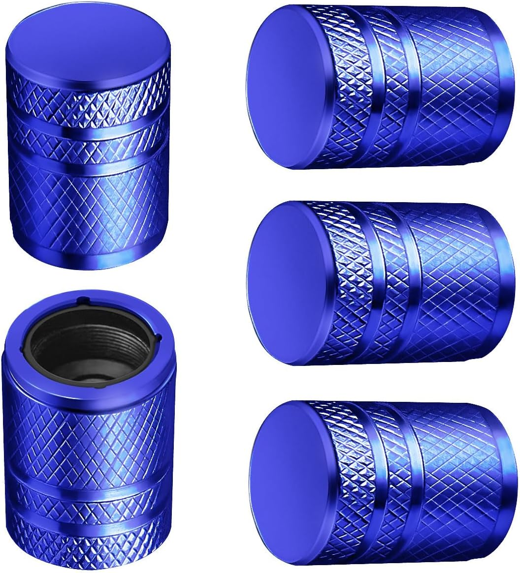 Tire Valve Stem Caps - (5 Pack) Metal Air Caps with Plastic Liner, Corrosion Resistant, Leak-Proof, Universal Stem Covers for Cars Trucks Motorcycles and Bikes - Black