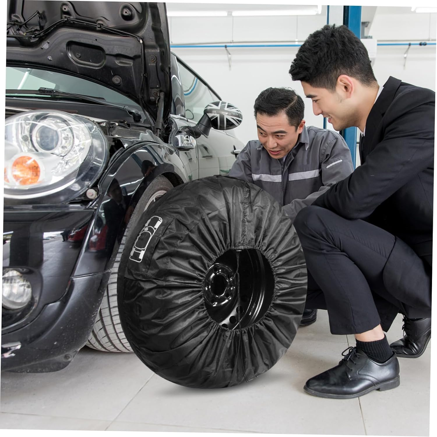 SEWOART 4Pcs Trailer Tire Covers Spare Wheel Cover for Rv Car Truck Weatherproof Tire Protectors Easy Install Black image number 5