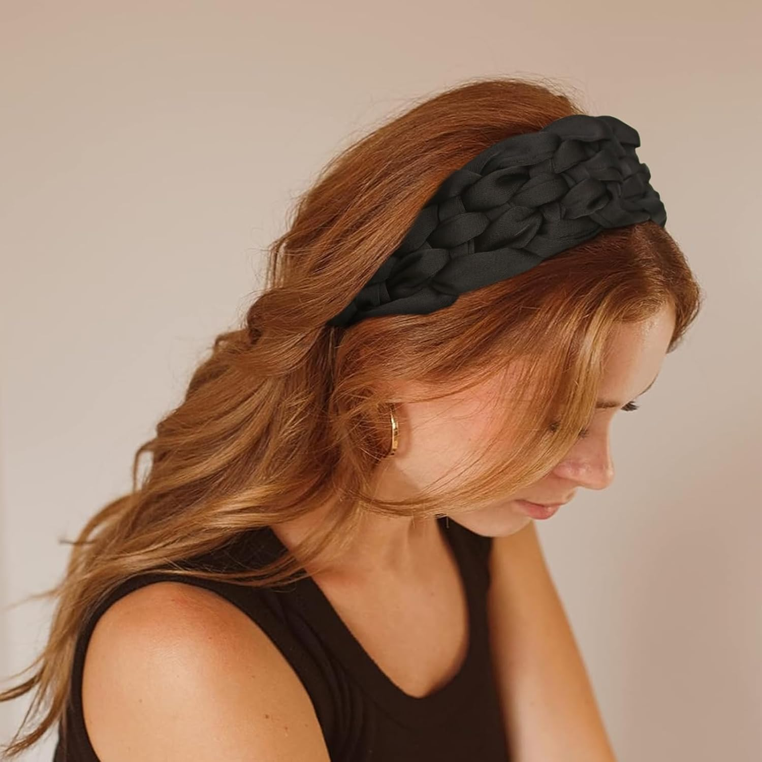 KU Women'S Non-Slip Headband Hair Accessories Girls - Elegant Hair Band Braided in French Style, Vintage Headband & Hair Band in Black | Braided Hair image number 5