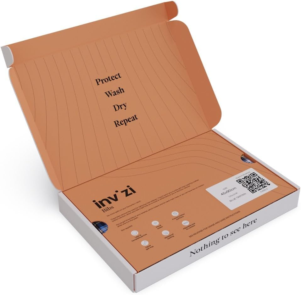 Invizi Waterproof Adult Bibs &ndash; 3 Pack of Reusable Clothing Protectors with Spill Tray, Adjustable Neck, Waterproof Backing & Machine Washable, 90X45Cm image number 1