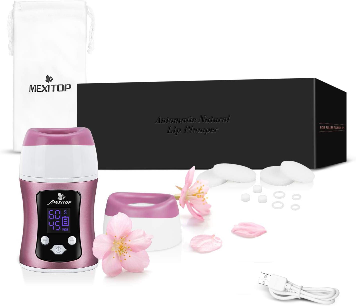 Upgraded Automatic Lip Plumper Device Smart Control Digital Display USB Charging for Lips Makeup (Pink) image number 5