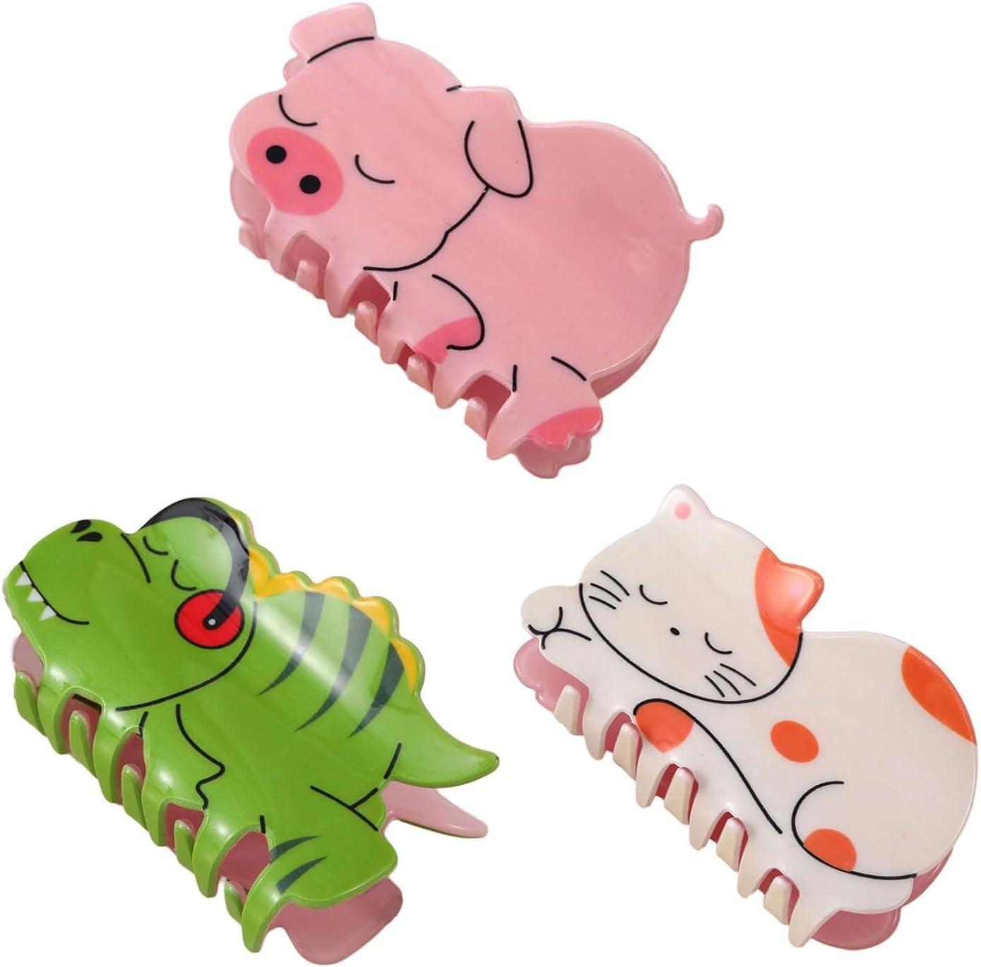 Pink Pig Delicate Hair Clip Hair Claw Stylish Pig Hair Grip Animal Fastener Accessory for Various Occasion Acrylic Grab Clips and Barrettes image number 6