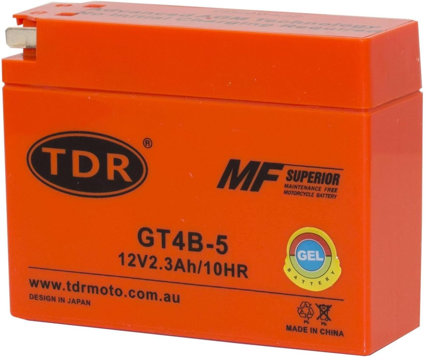 TDR YT4B-BS/GT4B-5 GEL 12V 2.3AH Motorcycle Battery Replacement for MBT4B-B MBT4BB YT4BBS GT4B5 Offers a Respectable 40CCA Maintenance-Free Sealed AGM Battery ISO 9001 Certified Freeze Resistant
