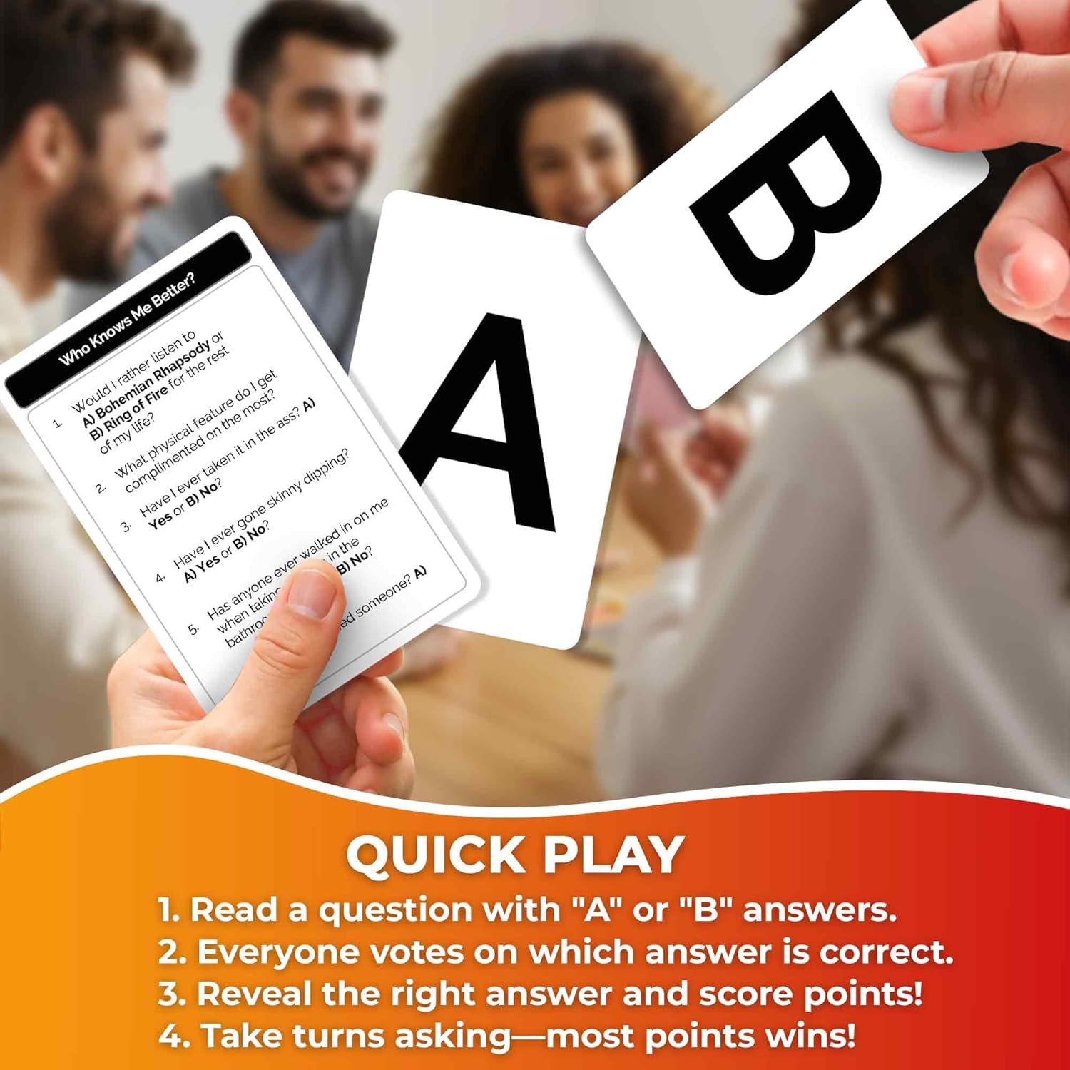 QUOKKA Who Knows Me Better? - Hot & Wild Edition | Bold & Spicy Party Card Game | 500+ Daring Questions to Expose Your Friends&rsquo; Deepest Desires image number 1