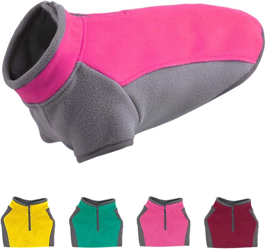 YIEPAL Stretch Fleece Dog Jacket Top Zip Dog Pullover Dog Fleece Sweater Cold Weater Dogs Coat Winter Warm Vest Clothes for Small Dogs & Puppy, Small, Baby Blue