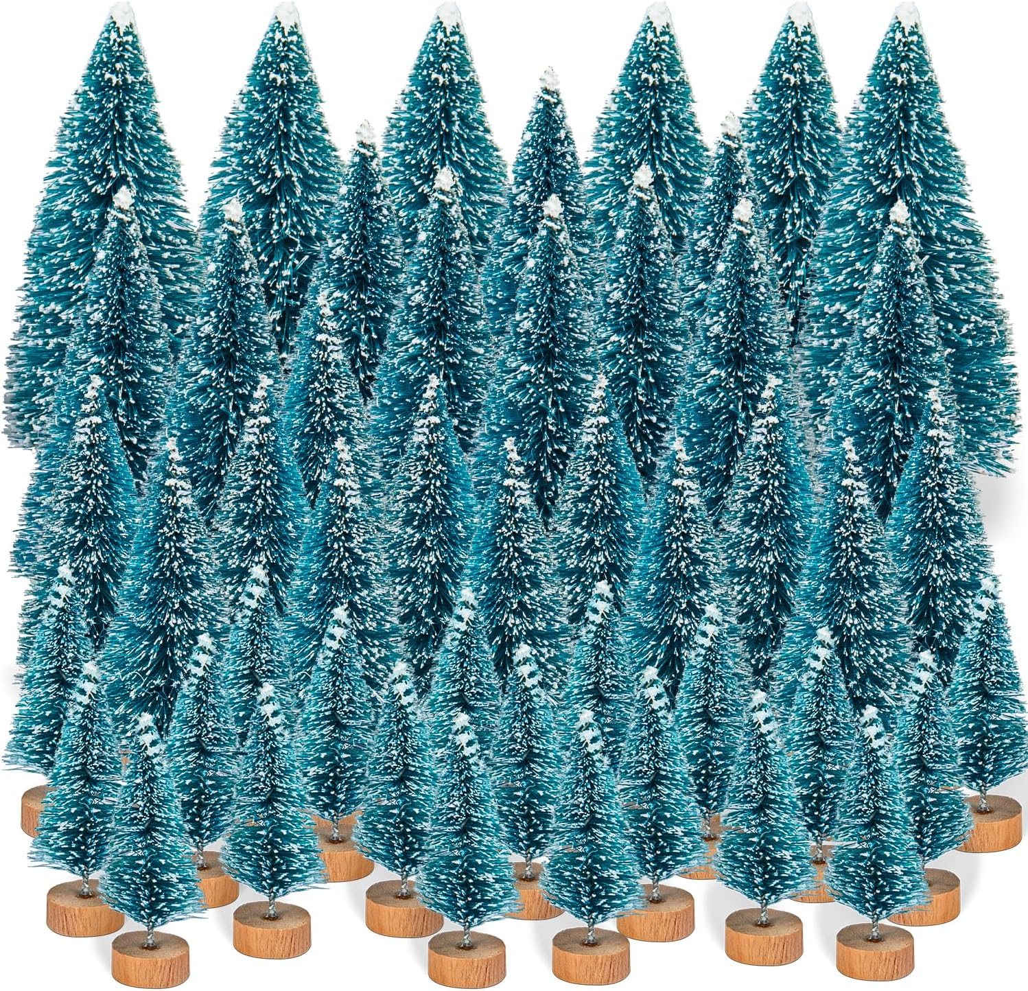 Mini Artificial Christmas Tree, Btowin VCF Pack of 24 Miniature Snow Effect Pine Tree Green with Wooden Base DIY Christmas Tree Small Christmas Decoration for Party Table Decoration Shop Window