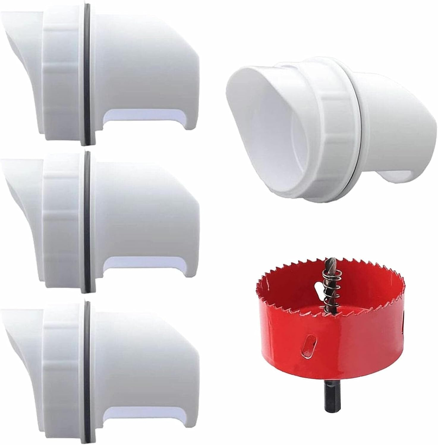 New Chicken Feeder Poultry Pro Feeder DIY Port PVC Gravity Fed Chicken Feeder, Rainproof, Reduces Waste, Includes 4 Feeding Ports and Hole Saw