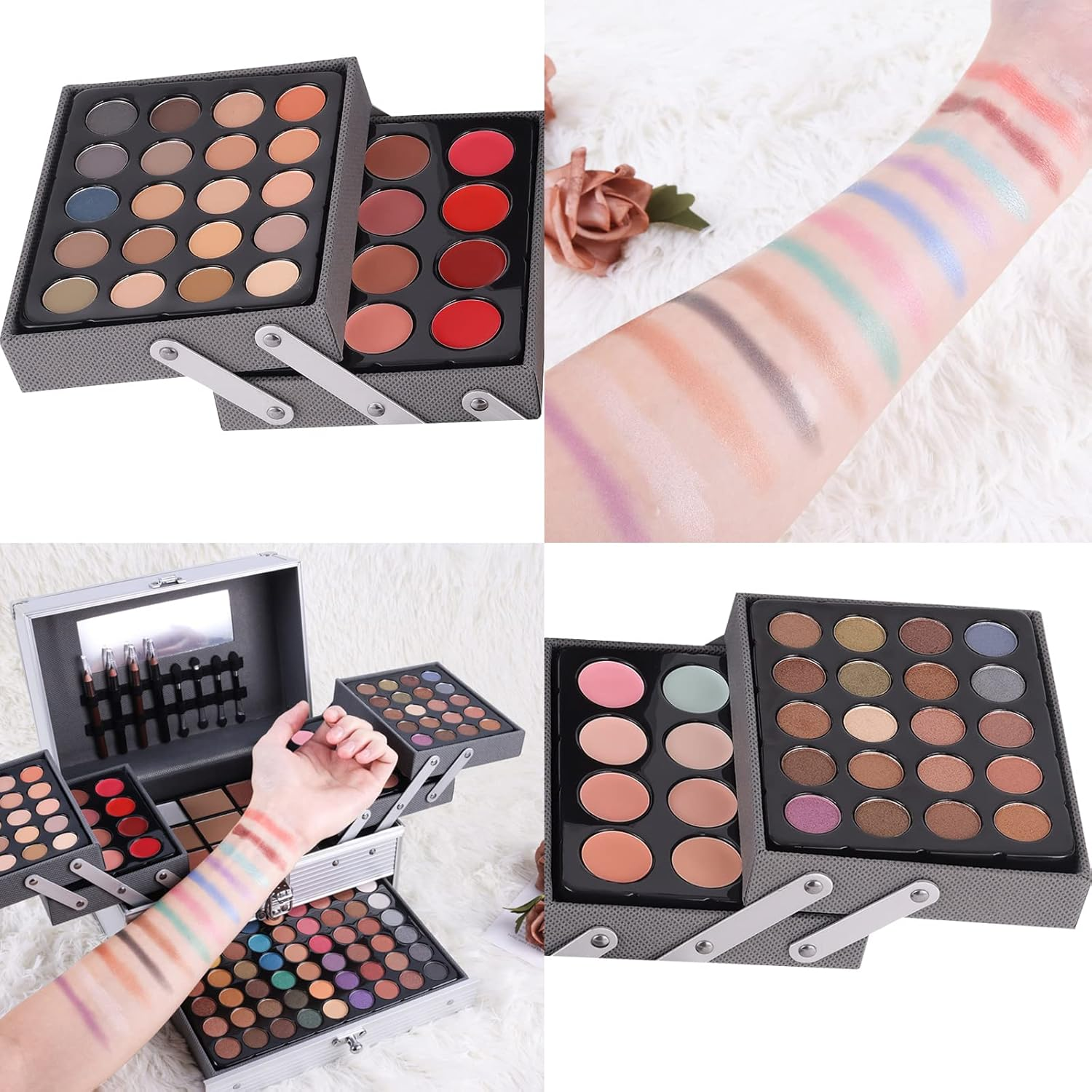UNIFULL 132 Color All- In- One Makeup for Women Full Kit,Professional Makeup Kit,Makeup Gift Set for Women,Girls&Teens,Include Eyeshadow/Lipstick/Concealer/Lip Gloss/Eyeliner/Mascara（006N2-Silver） image number 1