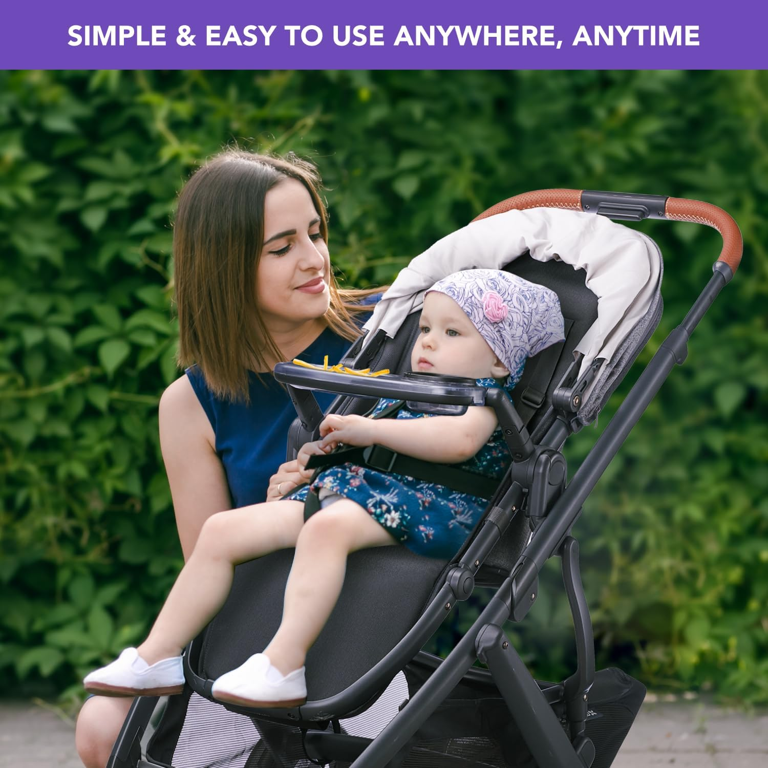 Stroller Snack Tray with Cup Holder Compatible with Uppababy Vista V2 Stroller, Uppababy Cruz V2, Rumble Seat. Easy Attachment for Most Uppababay Stroller Bumper Bar Housing. Stroller Accessories