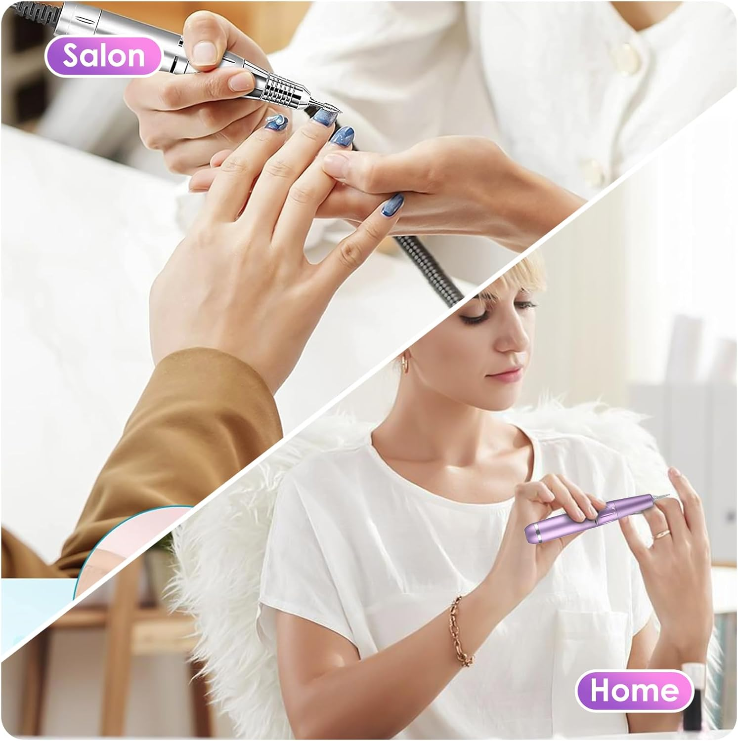 Depvko 11 X Nail Drill Bits Set, Drill Bits for Nails, 2 X Tungsten Carbide Drill Bits + 3 X Ceramic Efile Nail Drill Bits + 5 X Diamond Bits + 1 X Brush, 3/32 Inch Cuticle Cutter Bit for Gel Nails image number 2