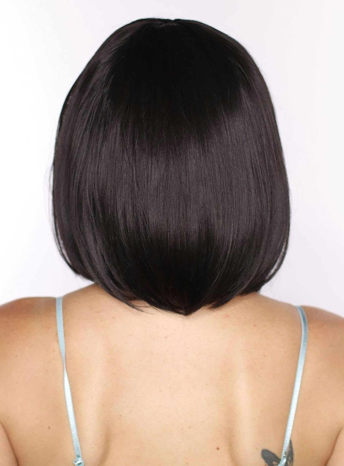 Prettyland C411 Women'S Short Matte Natural like Real Hair Chin Length Bob Fringe Straight Daily Wig Black image number 5