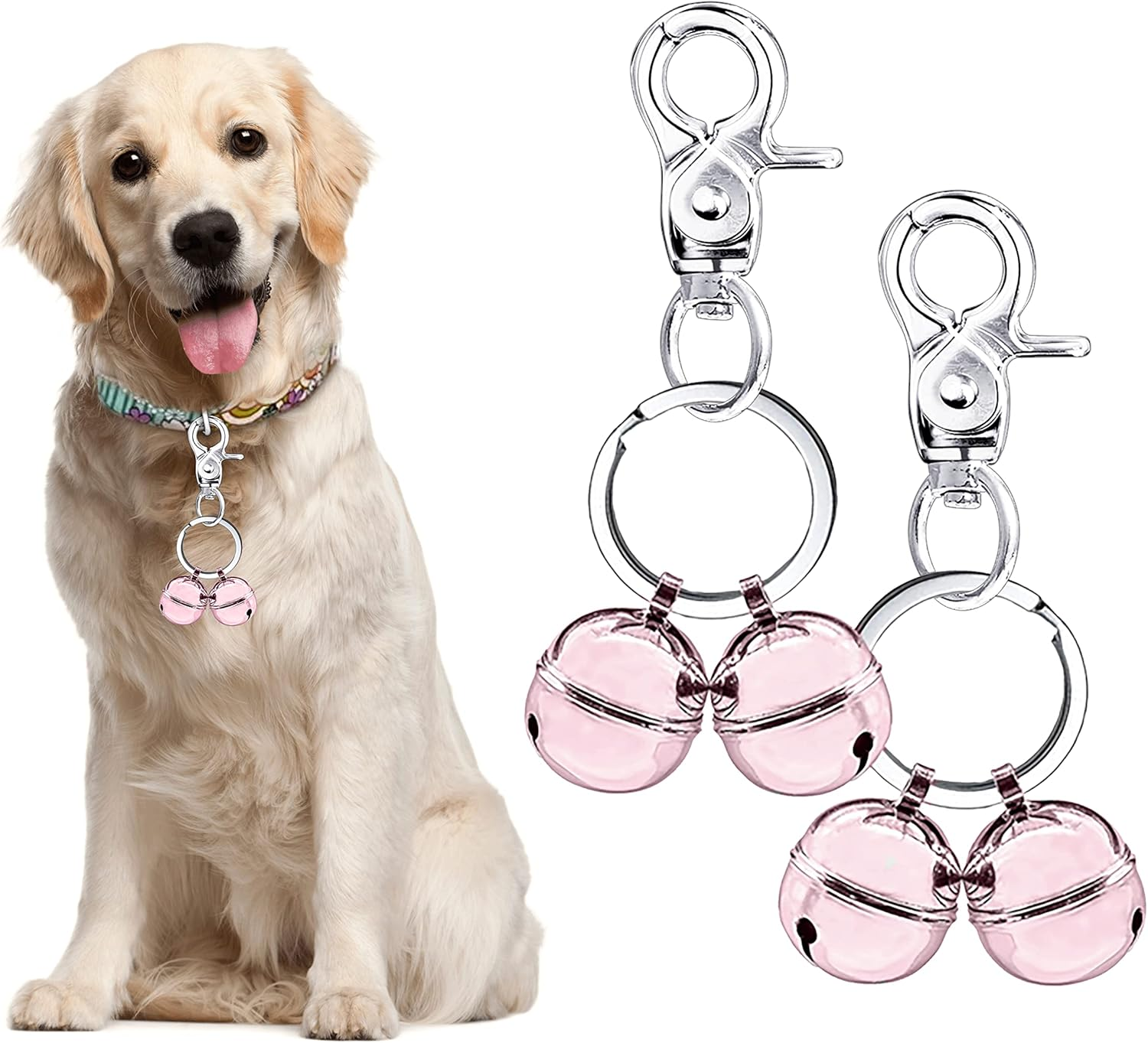 Cat & Dog Collar Bell, Pack of 2, Extra Loud Dog Bell for Pet Tracking & Saving Wildlife, Birds, Durable Iron Split Ring & Lobster Bell Clip (Bronze, 2 Piece)
