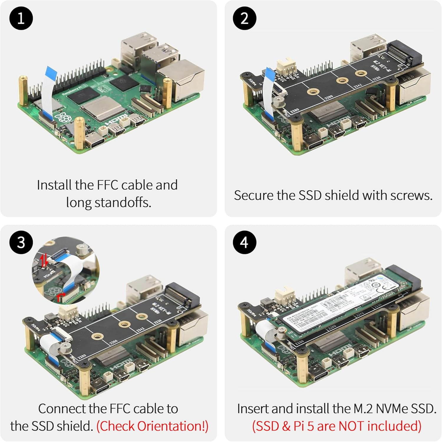 Electrocookie Raspberry Pi 5 Case, Aluminum Compact Case with Active Cooling Fan (Silver) image number 6