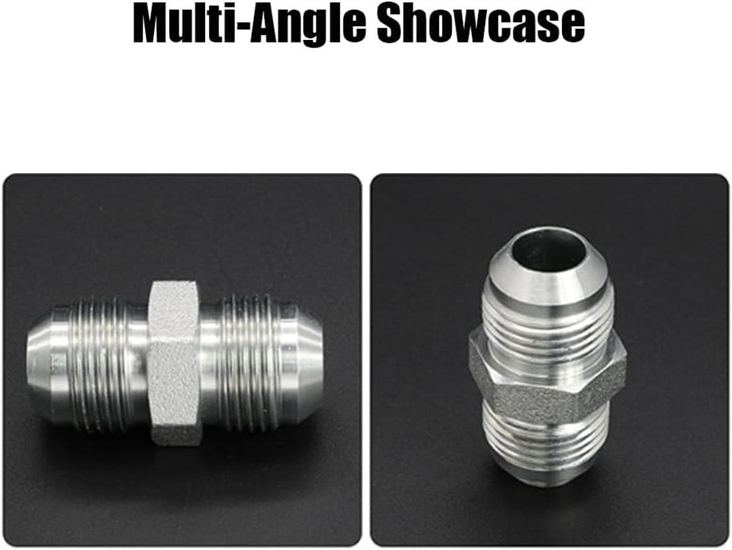 2PCS Male Flared Straight Tube Hydraulic Adapter Fitting,3/8" Male JIC 37&deg; Flare (9/16"-18UNF) &times; 3/8" Male JIC 37&deg; Flare (9/16"-18UNF),SAE Carbon Steel Straight Pipe Joints Tube Connector image number 6