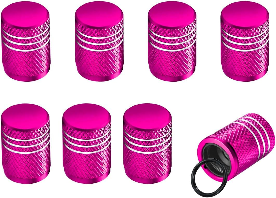 Ziciner 8 PCS Tire Valve Stem Cap Cover, Dustproof Valve Cover with Rubber Ring, Corrosion Resistant Leak-Proof Aluminum Alloy Wheel Valve Covers for Car, Truck, Motorcycle, Bike (Pure Color Pink) image number 1