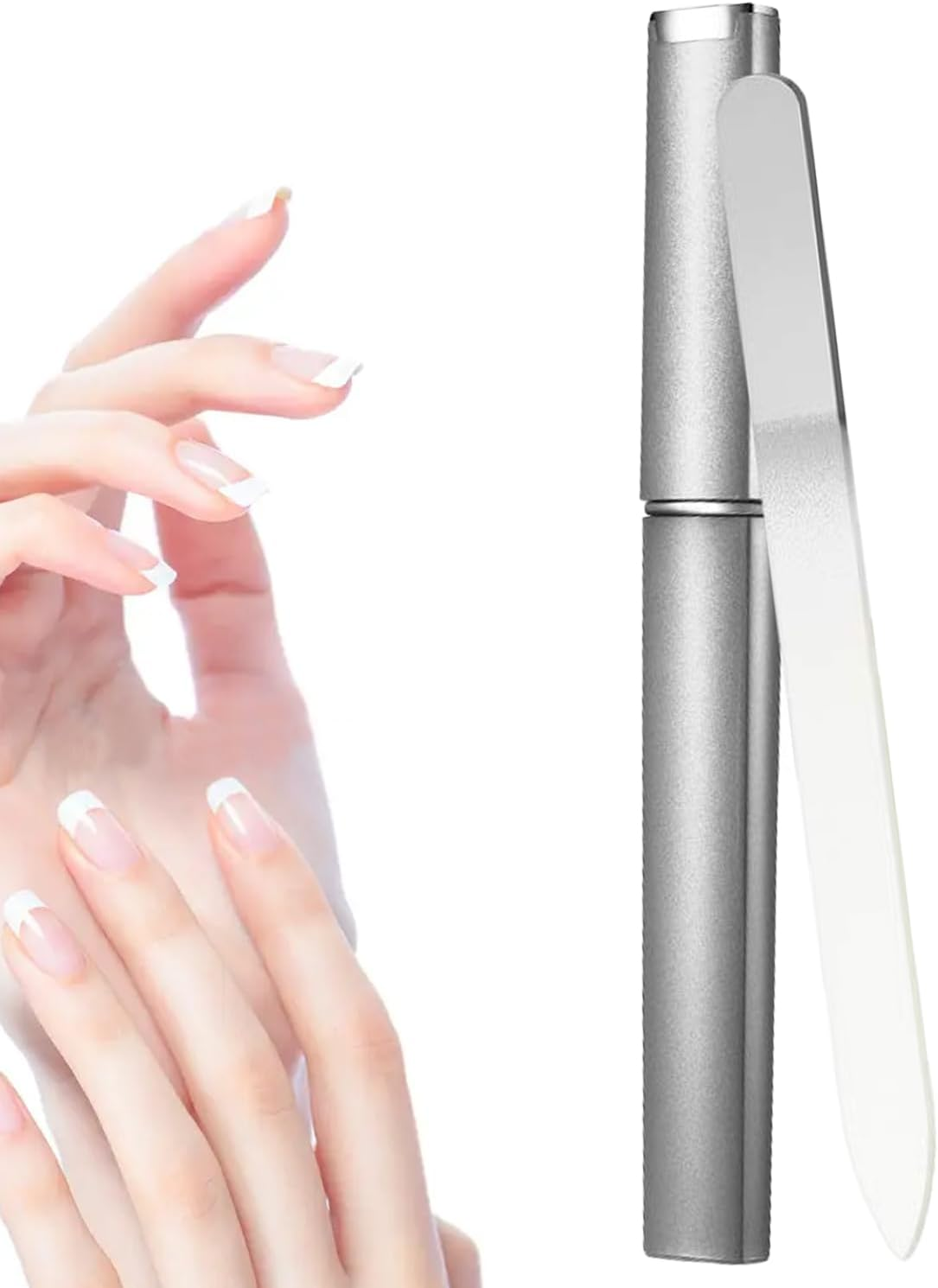 Crystal Glass Nail File - Cuticle Pusher | Professional Heavy Duty, Double Sided Etched Crystal File & Travel Case for Nails Shape and Smooth Nails Jmedic