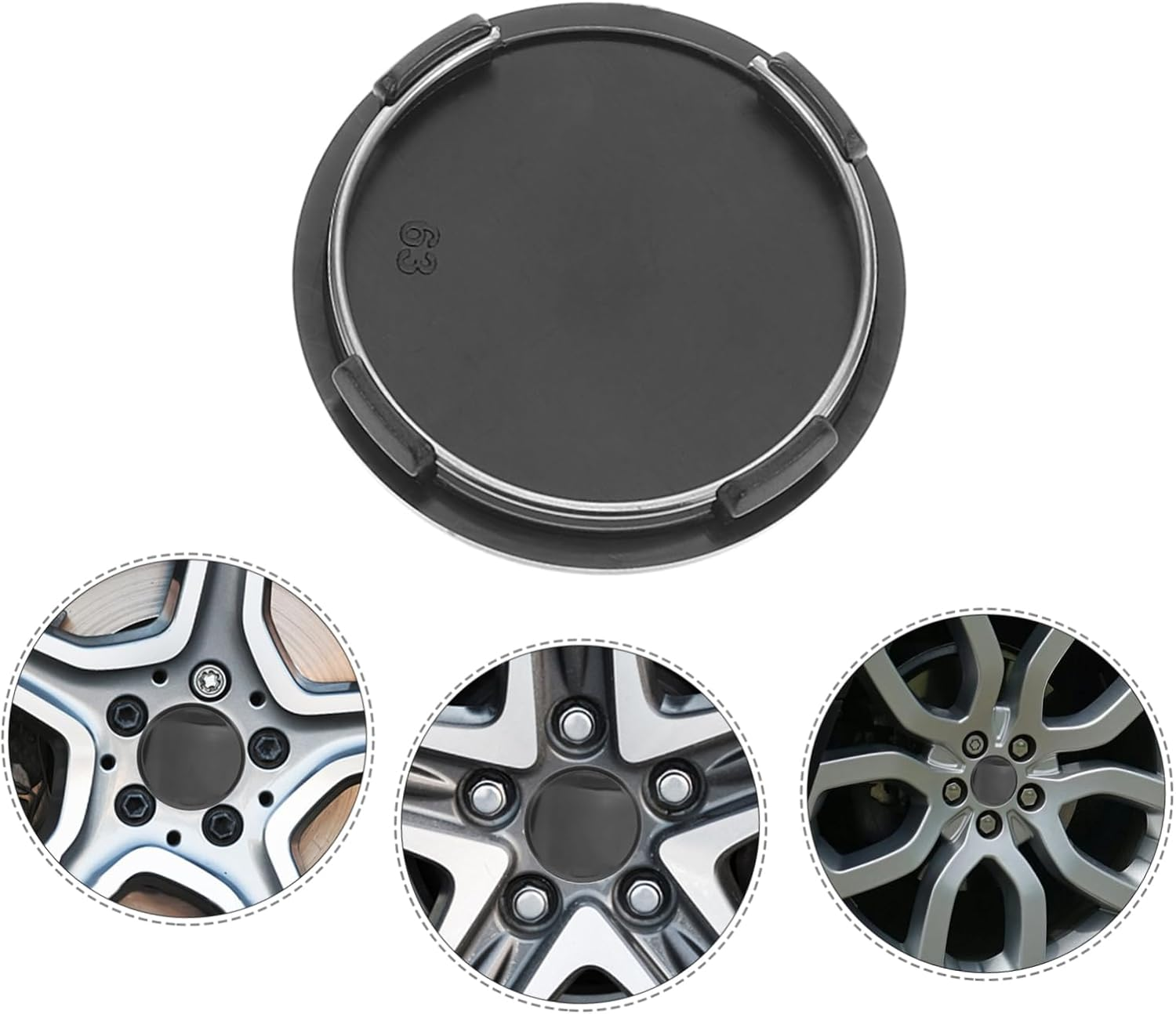 HAPINARY 63Mm Car Wheel Hubcap 2 Pieces Black Hub Center Caps Universal Wheel Rim Covers Replacement for Automotive Exterior Accessories and Trailer Hub Caps image number 3