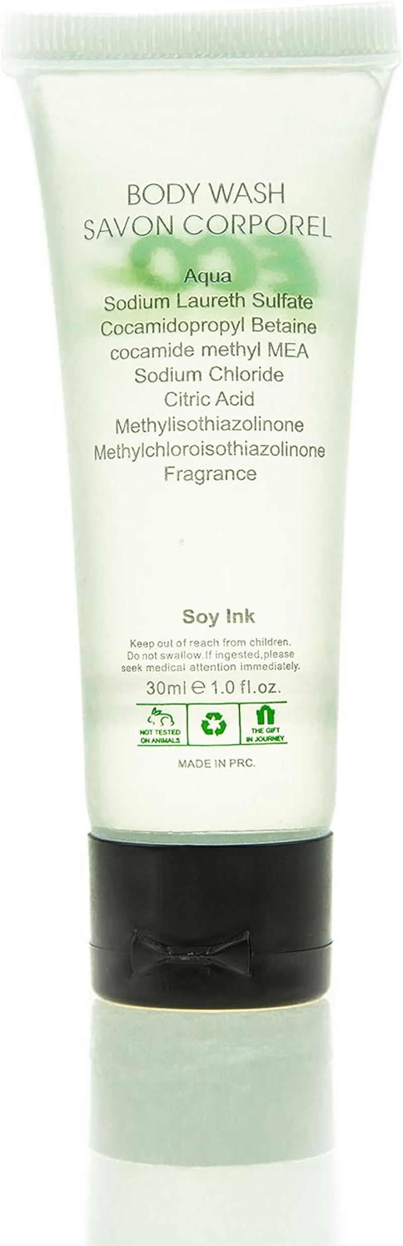 ECO AMENITIES Travel Size 1.1Oz Hotel Body Wash in Bulk, Clear, Green Tea, 200 Count