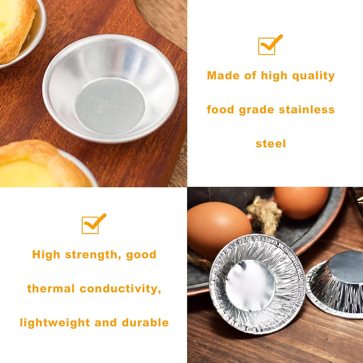 30PCS Egg Tart Molds,Mini Muffin Tray,Tart Pans,Pie Tins,Moldes Para Mini Chocoflan,Egg Mold,Small Lcheesecake Pans,Mini Aluminum Pans for Quiche,Bakeware Cake Cookie Mold,(Round,Chrysanthemum Shape) image number 4