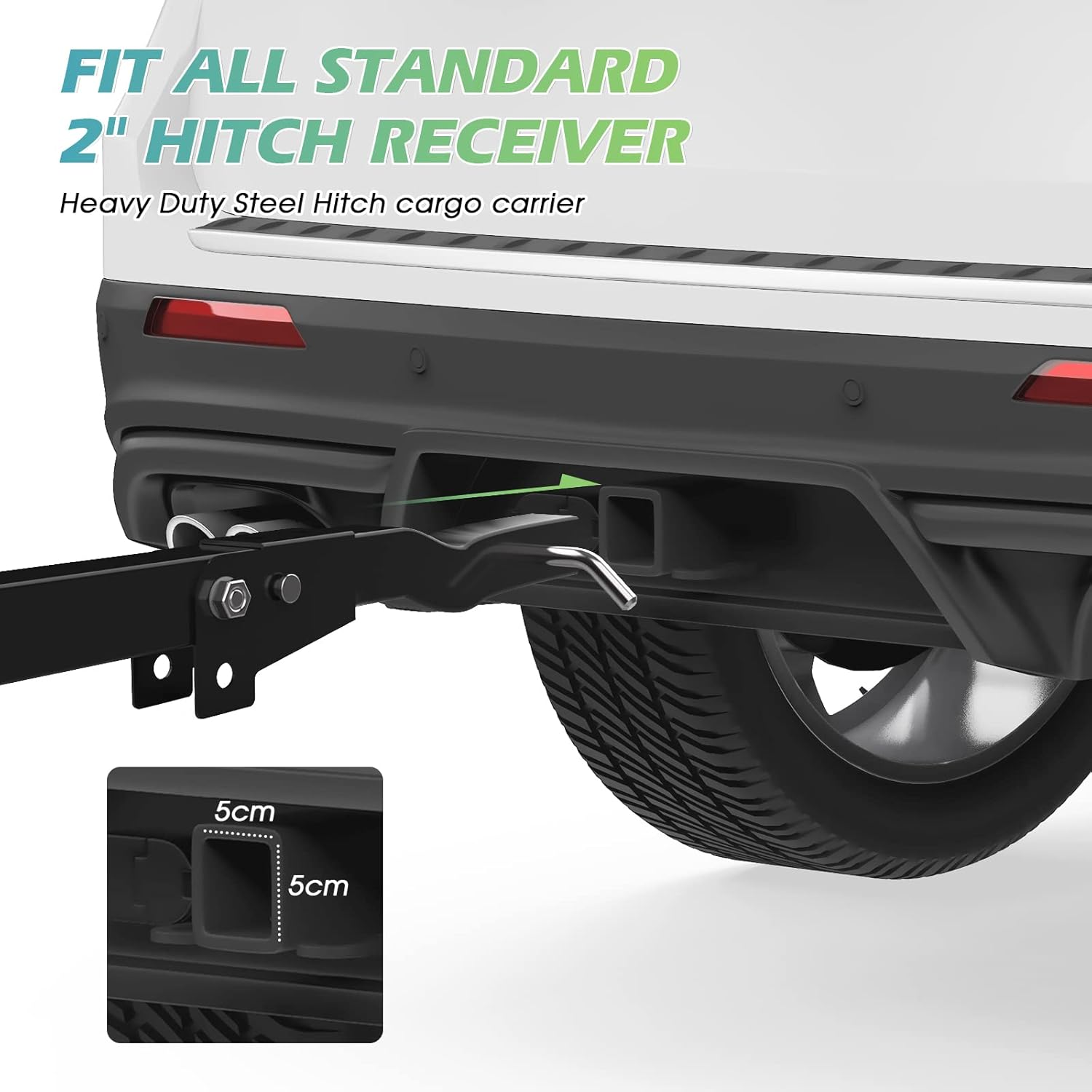 ADVWIN Folding Hitch Mount Cargo Carrier 60X21X6 Inch Fits to 2'' Receiver,550Lbs(227Kg) Capacity Cargo Basket | Trailer Hitch Cargo Carrier | Tow Hitch Cargo Carrier image number 2