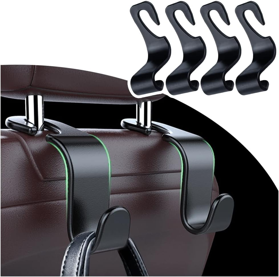 Utility Car Headrest Hidden Hook 33Lb(Max) Car Hooks for Purses and Bags,Hard Hat Holder for Truck Seat Hanger Storage Organizer for Coats,Umbrellas,Grocery Bags,Handbags Universal Car Accessories