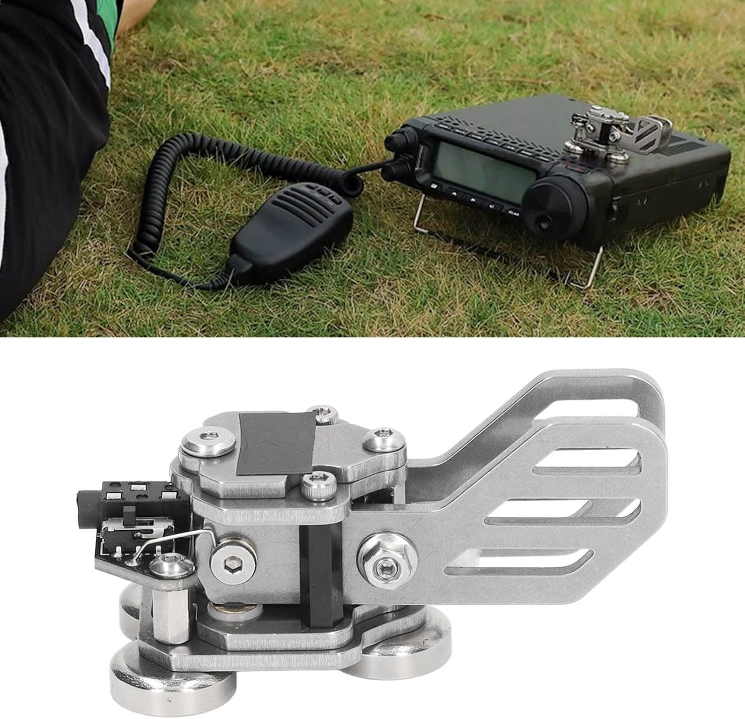 Mini CW Key Automatic Morse, Double Paddle Morse Code Keyer Shortwave Radio Morse Telegraph Key, Stainless Steel Automatic Morse Code Transmitter Key, 3 Ndfeb Magnets Base