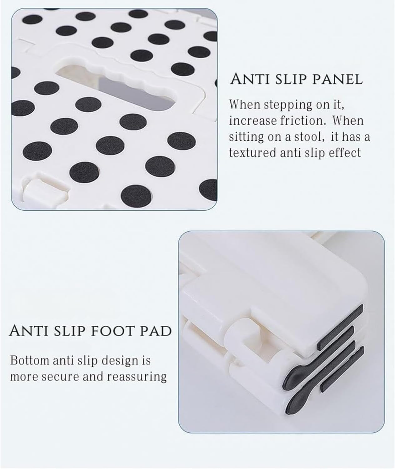 Folding Step Stool, Plastic Foldable Step Stool for Kids Adults - Holds up to 310 Lbs Foot Stool with Non-Slip Surface, Carry Handle for Kitchen Bathroom Bedroom (White) image number 3